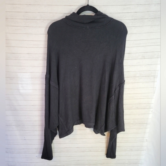 WE THE FREE OVERSIZE TURTLENECK RIBBED SLUB LONG SLEEVE TOP IN BLACK, SZ MEDIUM - Picture 8 of 8